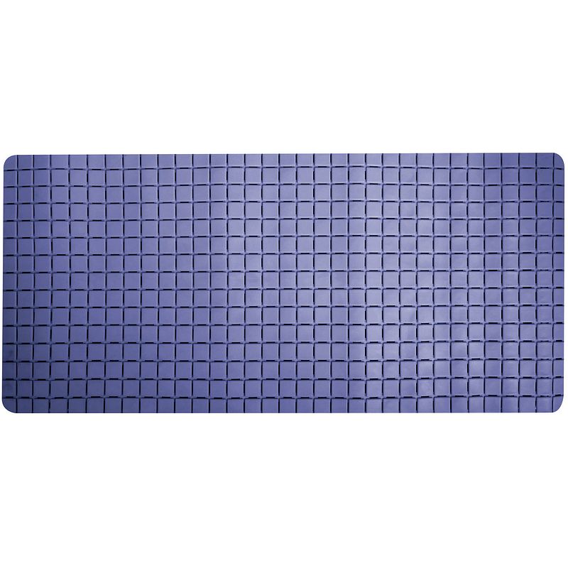 Foto van Msv douche/bad anti-slip mat badkamer - rubber - blauw -a 76 x 36 cm - badmatjes