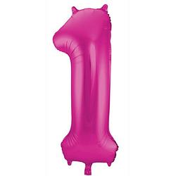 Foto van Folat cijferballon 1 folie 86 cm roze