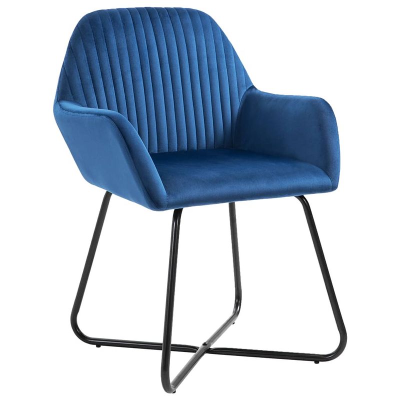 Foto van The living store eetkamerstoelen - set van 2 - fluweel - blauw - 61 x 61 x 84 cm