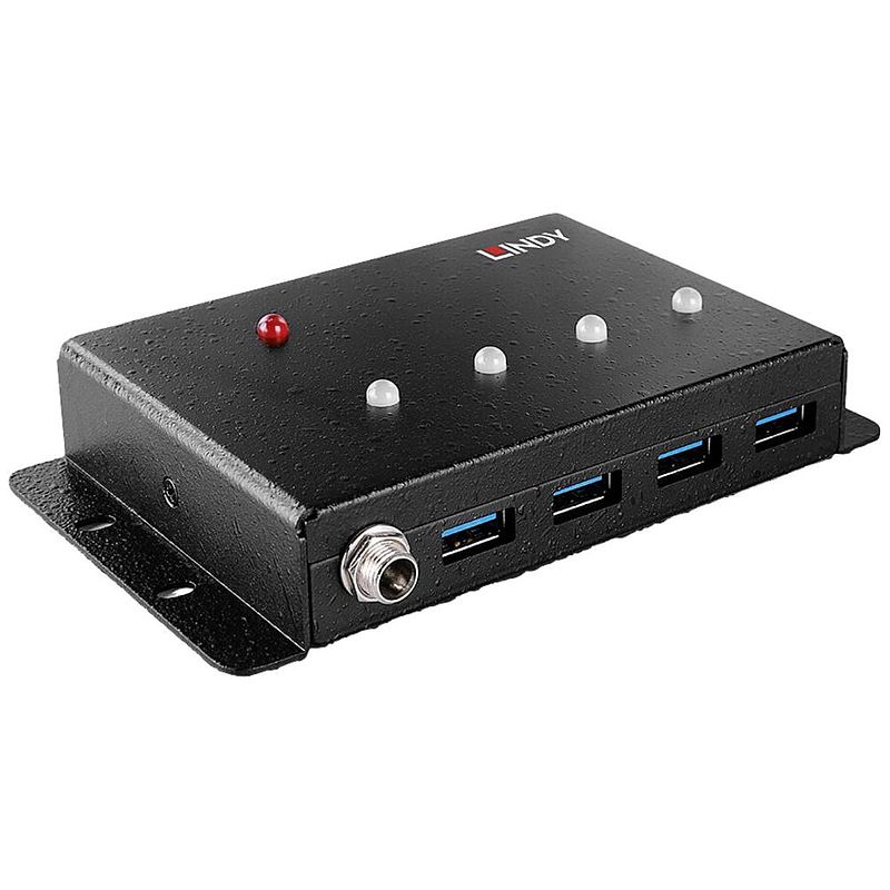 Foto van Lindy 443492 usb 3.2 gen 1-hub 4 poorten zwart