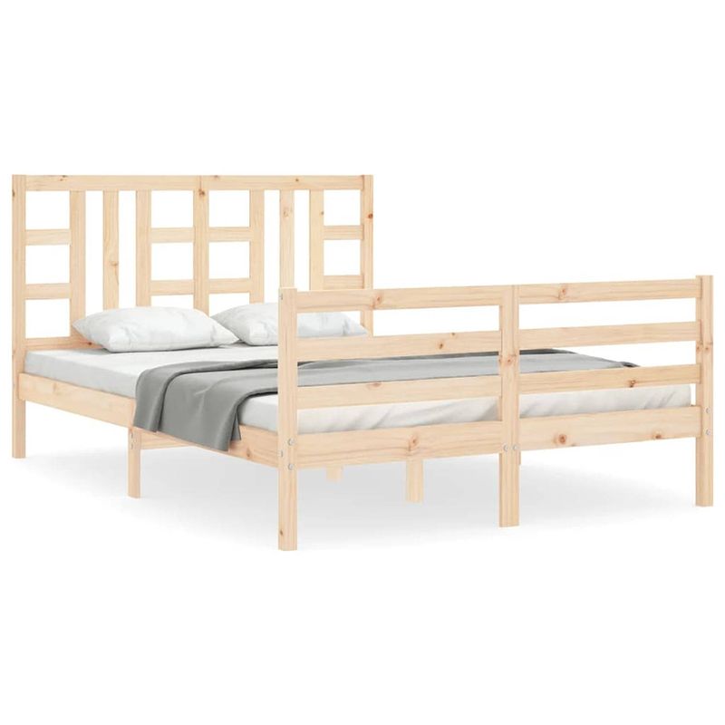 Foto van The living store massief grenenhouten bedframe - multiplex lattenbodem - 205.5 x 165.5 x 100 cm - geschikt voor 160 x