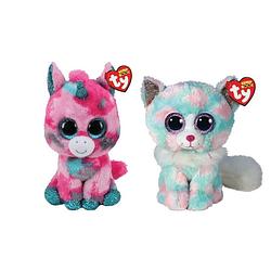 Foto van Ty - knuffel - beanie buddy - gumball unicorn & opal cat