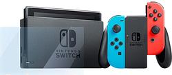 Foto van Nintendo switch rood/blauw + bluebuilt screenprotector