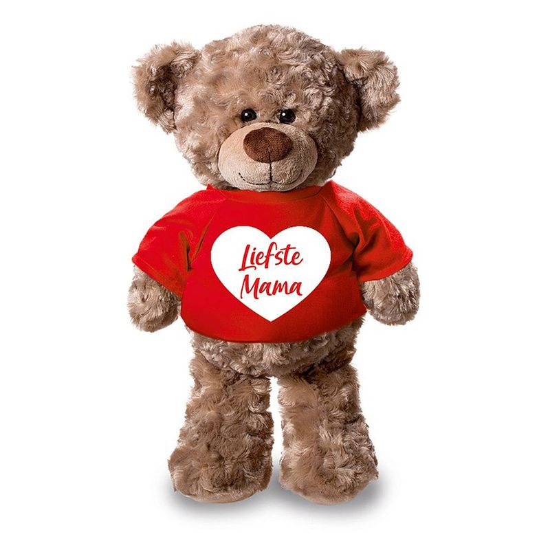 Foto van Pluche knuffel teddybeer 24 cm met liefste mama hartje t-shirt - knuffelberen