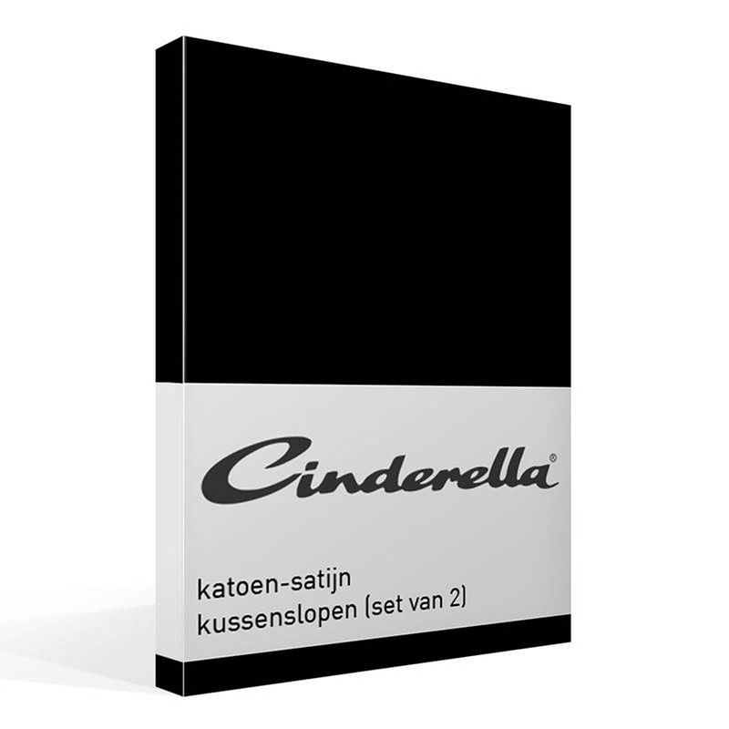 Foto van Cinderella satijn kussensloop (set van 2) - 100% katoen-satijn - 60x70 cm - standaardmaat - black