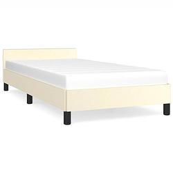 Foto van The living store bedframe - duurzaam kunstleer - bedframes - 203 x 93 x 50 cm - crème kleur