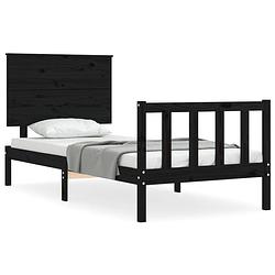 Foto van The living store massief grenenhouten bedframe - 195.5 x 95.5 x 82.5 cm - functioneel hoofd- en voeteneinde