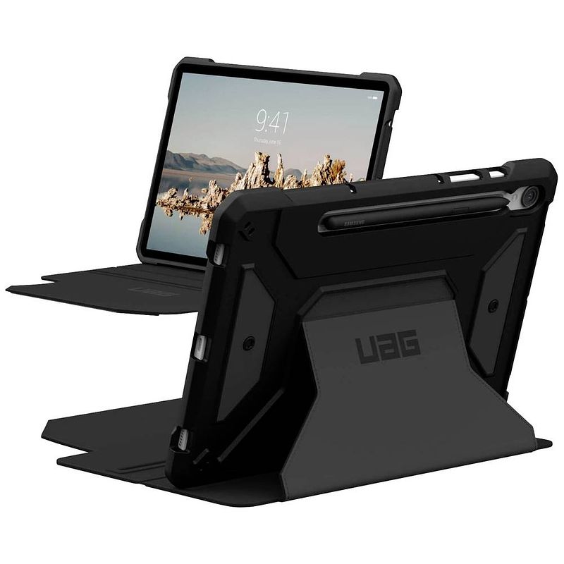 Foto van Urban armor gear metropolis se case bookcase samsung galaxy tab s9 zwart tabletcover