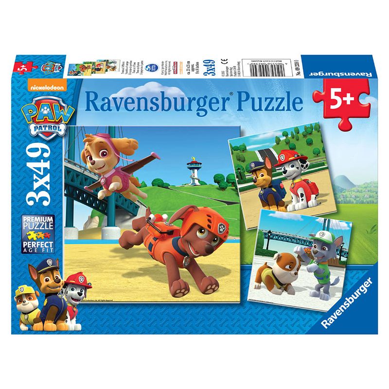 Foto van Ravensburger puzzel paw patrol team op 4 poten - 3 x 49 stukjes