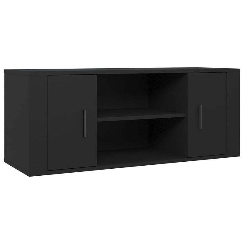 Foto van The living store tv-meubel - bewerkt hout - 100 x 35 x 40 cm - zwart