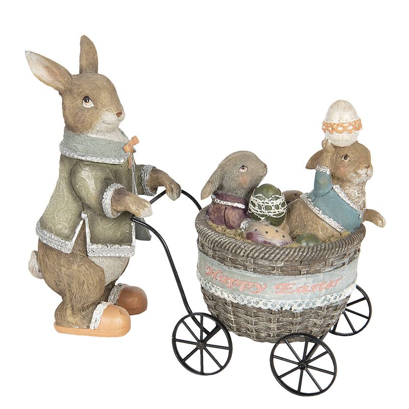 Foto van Clayre & eef decoratie beeld konijn 21*8*11 cm bruin polyresin decoratief figuur paashaas woonaccessoires bruin