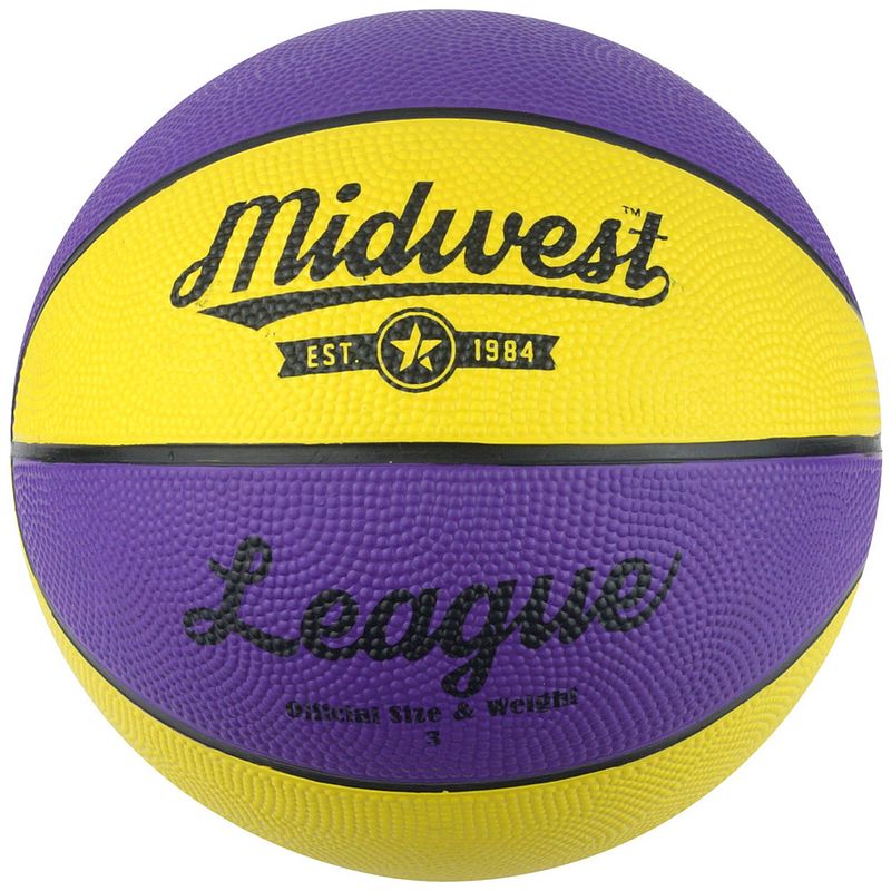 Foto van Midwest basketball league rubber geel/paars maat 5