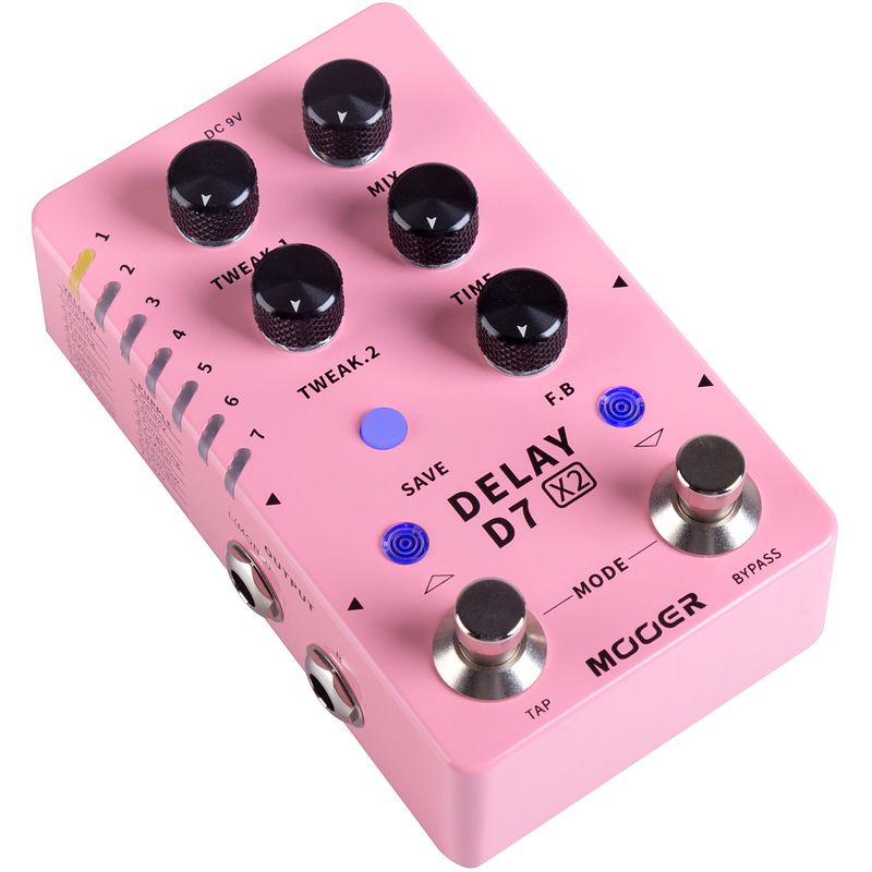 Foto van Mooer d7 x2 delay stereo effectpedaal met 14 delay types