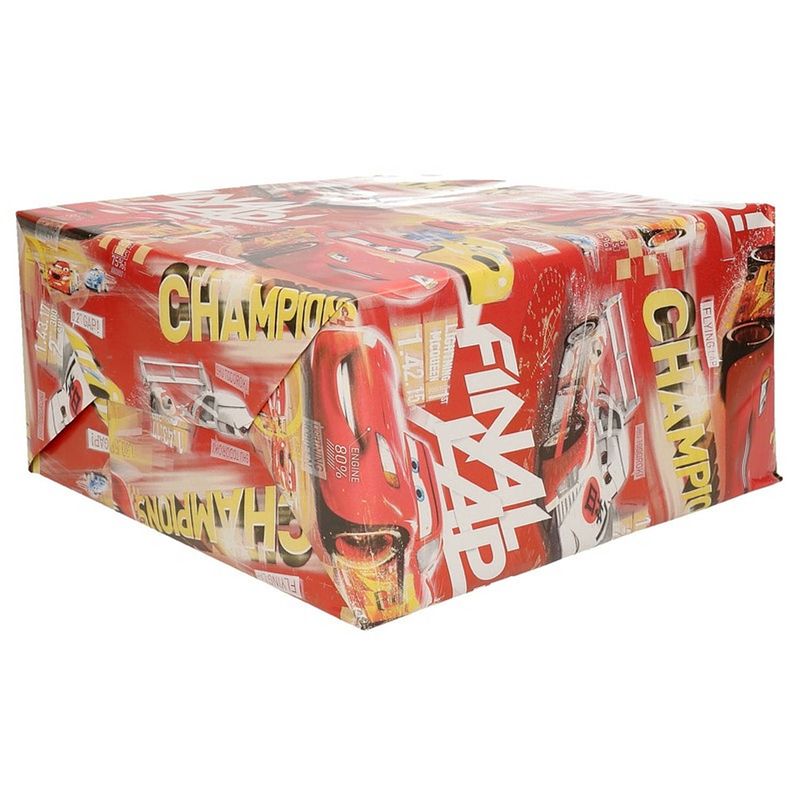 Foto van 1x inpakpapier/cadeaupapier disney rood cars champions 200 x 70 cm rollen - cadeaupapier