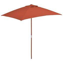 Foto van Vidaxl parasol met houten paal 150x200 cm terracottakleurig