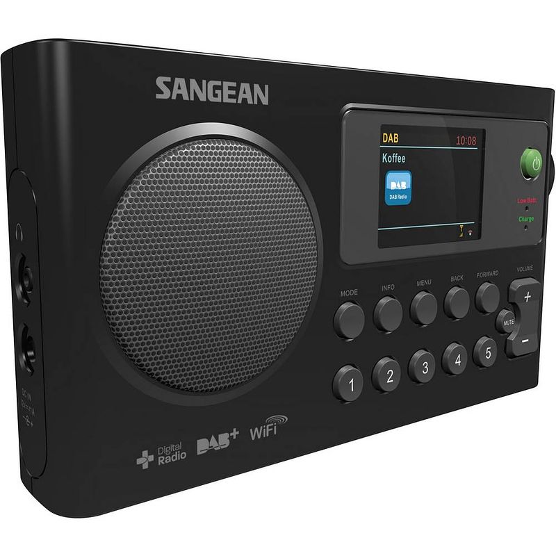 Foto van Sangean wfr-27 c transistorradio met internetradio dab+, vhf (fm) internetradio accu laadfunctie zwart