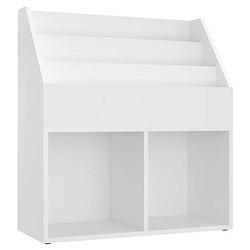 Foto van The living store kinderboekenkast - wit - 71 x 30 x 78.5 cm - duurzaam spaanplaat - 3 vakken - 2 grote open vakken