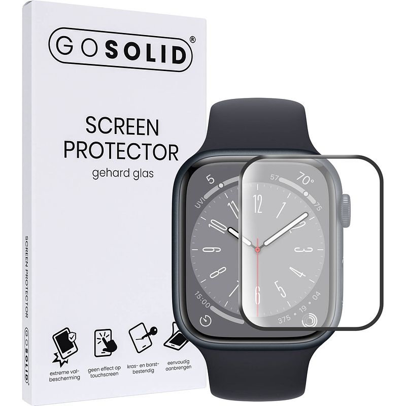 Foto van Go solid! screenprotector voor apple watch series 8 (45 mm) gehard glas