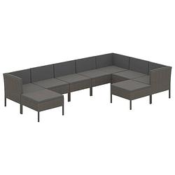 Foto van Vidaxl 9-delige loungeset met kussens poly rattan grijs