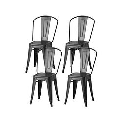 Foto van Set van 4 zwart metalen stoelen - l 44 x d 45 x h 85 cm - dara