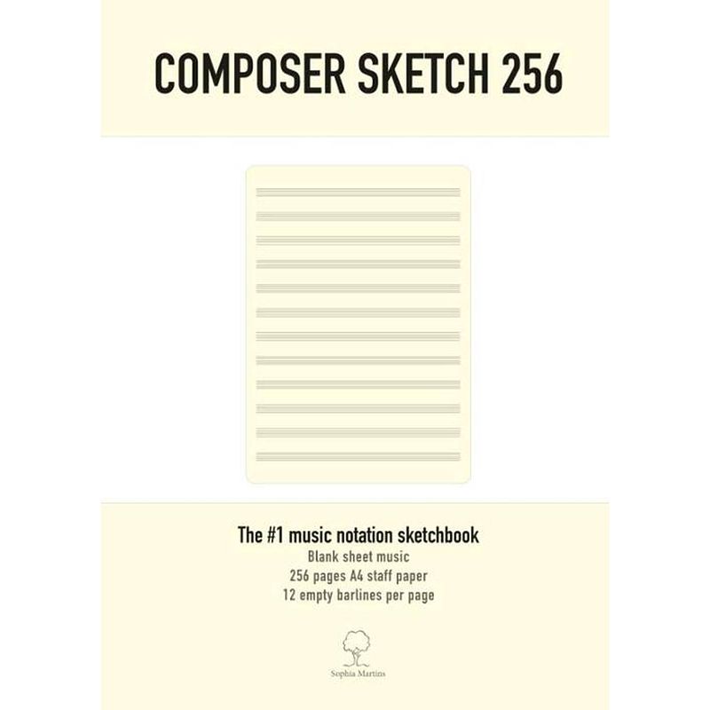 Foto van Composer sketch 256 - a4 muziekpapier met lege notenbalken