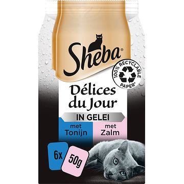 Foto van Sheba delices du jour tonijn & kabeljauw in gelei 6 x 50g bij jumbo