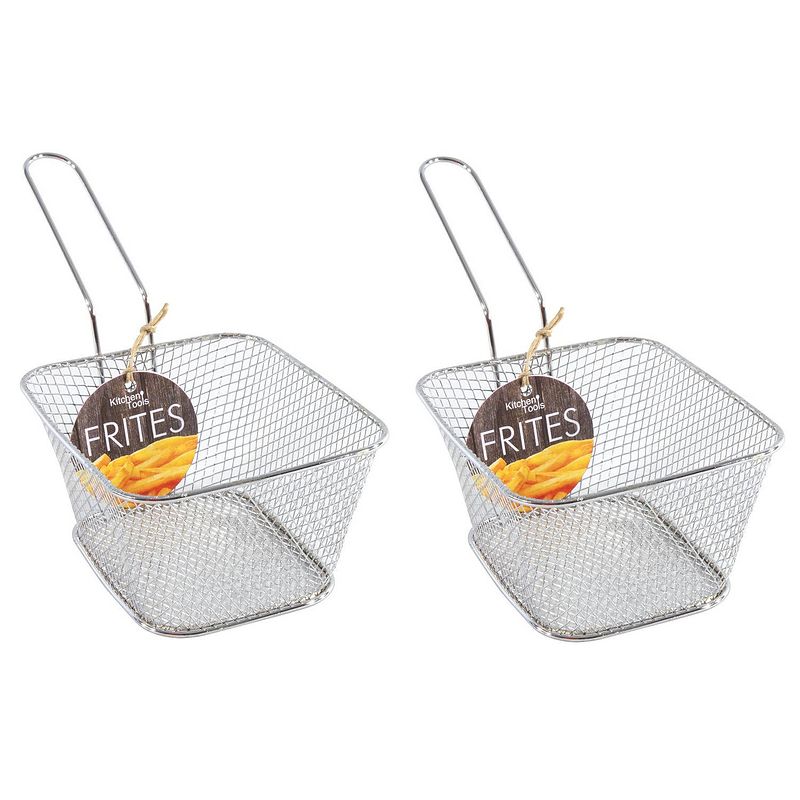 Foto van 8x stuks zilver patat/snack serveermandjes/frietmandjes 14 cm - tafeldecoratie - patat/snack serveren in een mandje