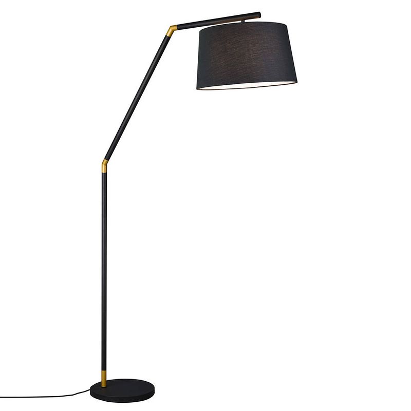 Foto van Trio leuchten tracy vloerlamp zwart met goudkap ø40 cm 200 cm snoer