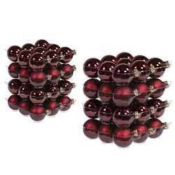 Foto van 72x stuks glazen kerstballen bordeaux rood 4 en 6 cm mat/glans - kerstbal