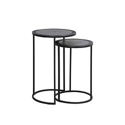 Foto van Side table s/2 35x51+40x60 cm talca lead antique edge