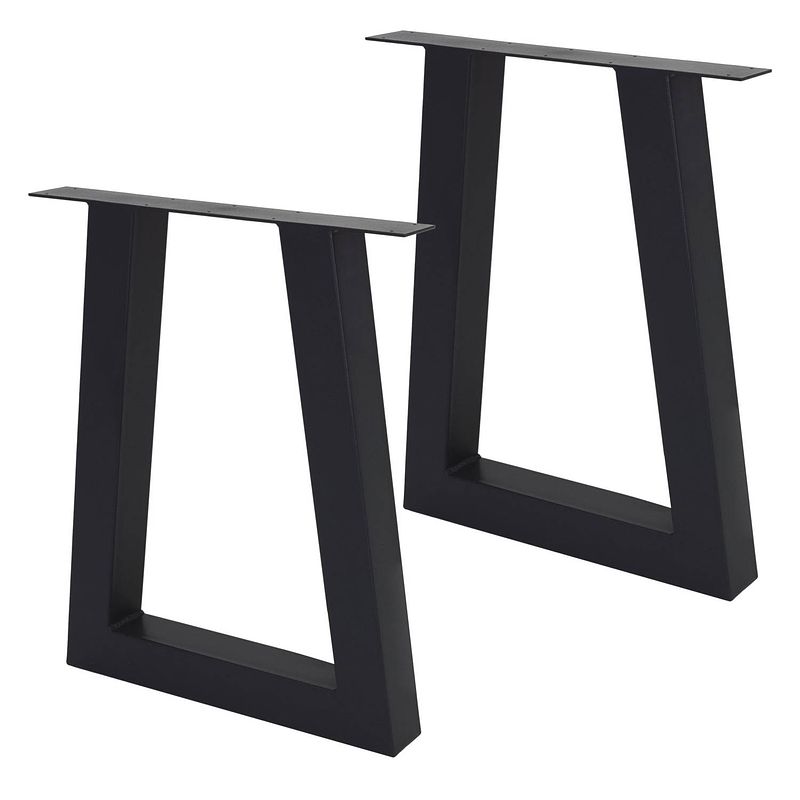 Foto van Ml-design set van 2 trapeze-vormige tafelpoten, zwart, 60x73 cm, gemaakt van staal