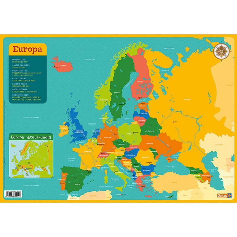Foto van Deltas onderlegger kaart europa junior 43 x 30,5 cm pvc