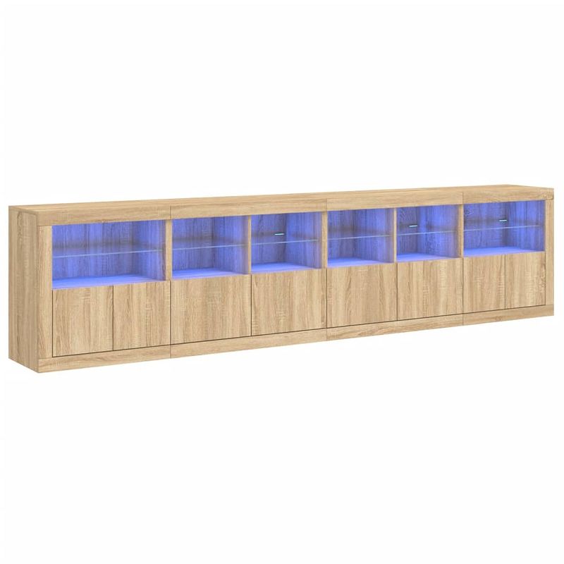 Foto van Vidaxl dressoir met led-verlichting 283x37x67 cm sonoma eikenkleurig