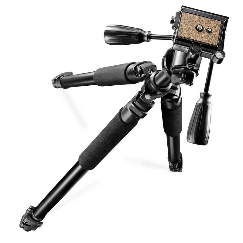 Foto van Walimex ft-665t tripod 1/4 inch werkhoogte: 38 - 185 cm zwart 3d-panhead, incl. tas