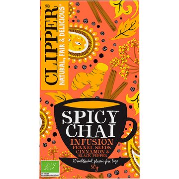 Foto van Clipper spicy chai organic infusion 20 stuks 50g bij jumbo