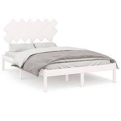 Foto van The living store bedframe grenenhout - 135x190 cm - wit