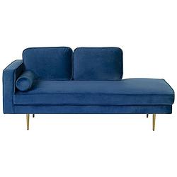 Foto van Beliani miramas - chaise longue-blauw-fluweel