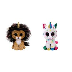 Foto van Ty - knuffel - beanie boo's - ramsey lion & harmonie unicorn