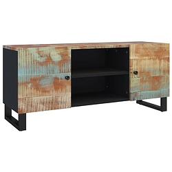 Foto van The living store tv-meubel industrieel - 105 x 33 x 46 cm - massief gerecycled hout - opbergruimte - stevig blad