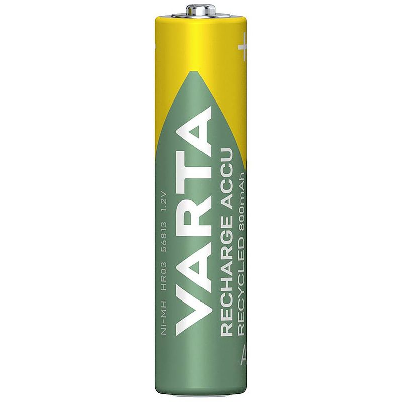 Foto van Varta rech.ac.recyc.aaa800mah bli4 oplaadbare aaa batterij (potlood) nimh 800 mah 1.2 v 4 stuk(s)