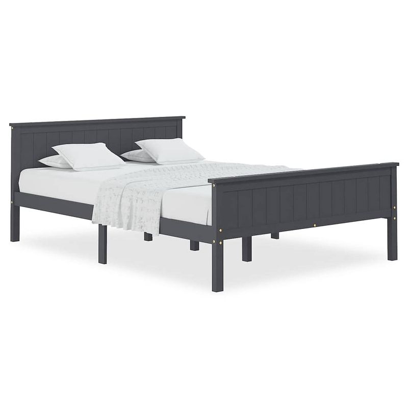 Foto van The living store bedframe grenenhout met stevige lattenbodem - 208 x 128 x 77 cm - grijs