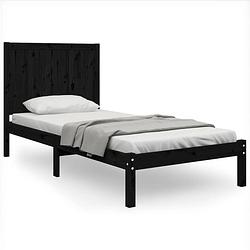 Foto van The living store bedframe - massief grenenhout - zwart - 195.5 x 80.5 x 31 cm - 75 x 190 cm - montage vereist