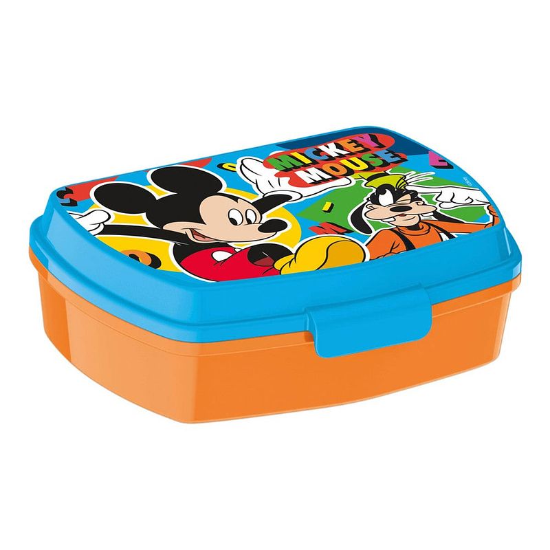 Foto van Broodtrommel mickey mouse happy smiles plastic rood blauw (17 x 5.6 x 13.3 cm)