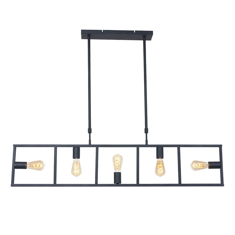 Foto van Industriële hanglamp - mexlite - metaal - industrieel - e27 - l: 9cm - voor binnen - woonkamer - eetkamer - zwart