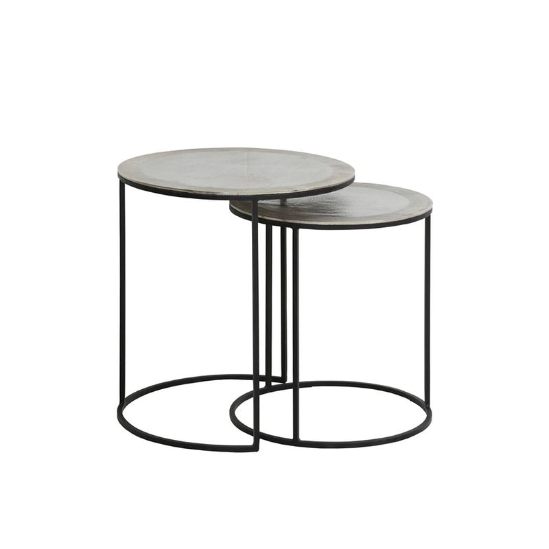 Foto van Side table s/2 41x46+49x52 cm talca raw nickel