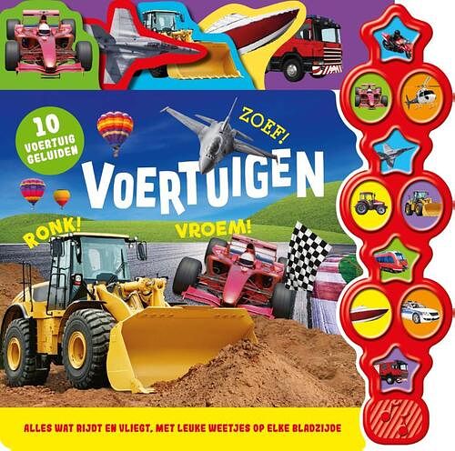 Foto van Geluidenboek - voertuigen - hannah campling - kartonboekje;kartonboekje (9789036643443)