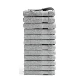 Foto van Seashell hotel handdoek - 12 stuks - light grey - 50x100cm