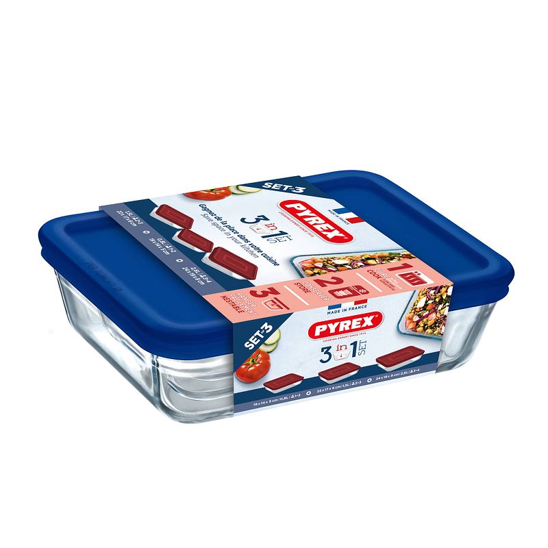 Foto van Pyrex cook & freeze set van 3 blueberry