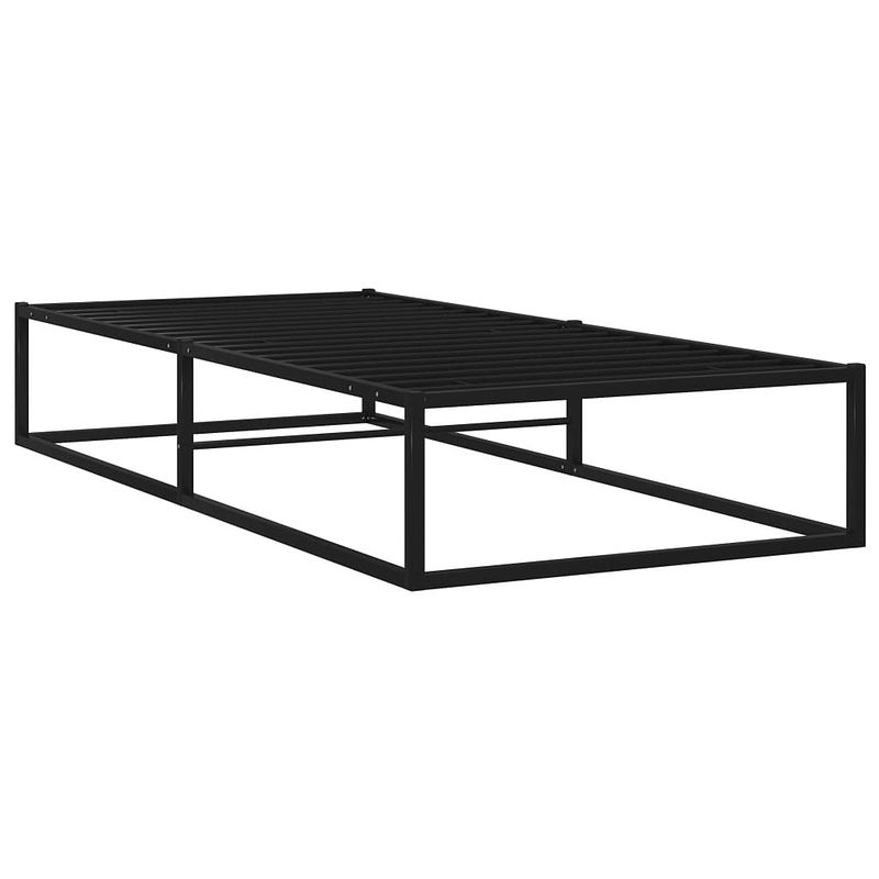 Foto van The living store metalen bedframe - zwart - 105 x 205 x 32.5 cm - massieve constructie - inclusief lattenbodem