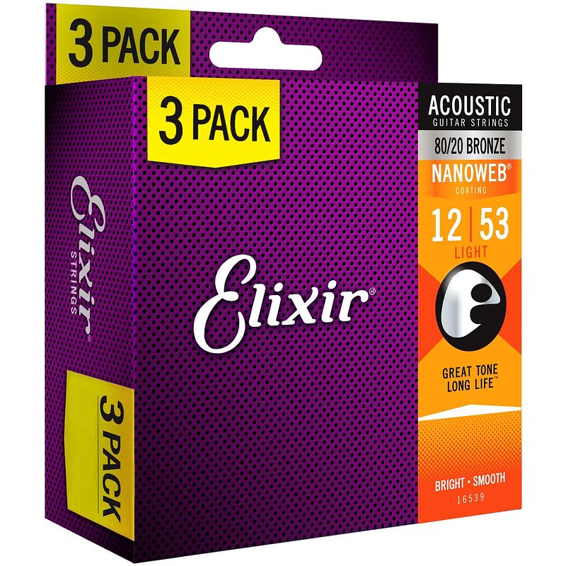 Foto van Elixir 16539 3-pack 80/20 bronze nanoweb 12-53 (11052)